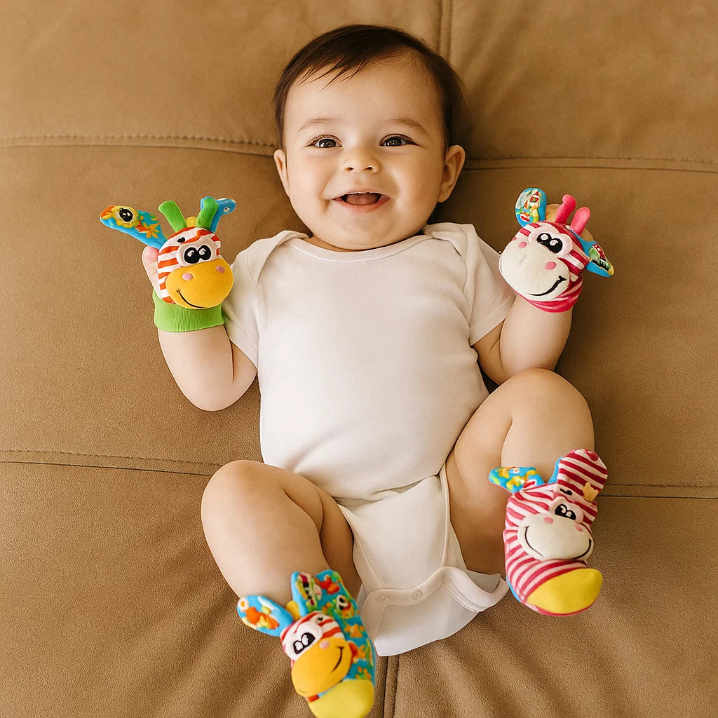 Baby Rattle Wrist and Sock Set