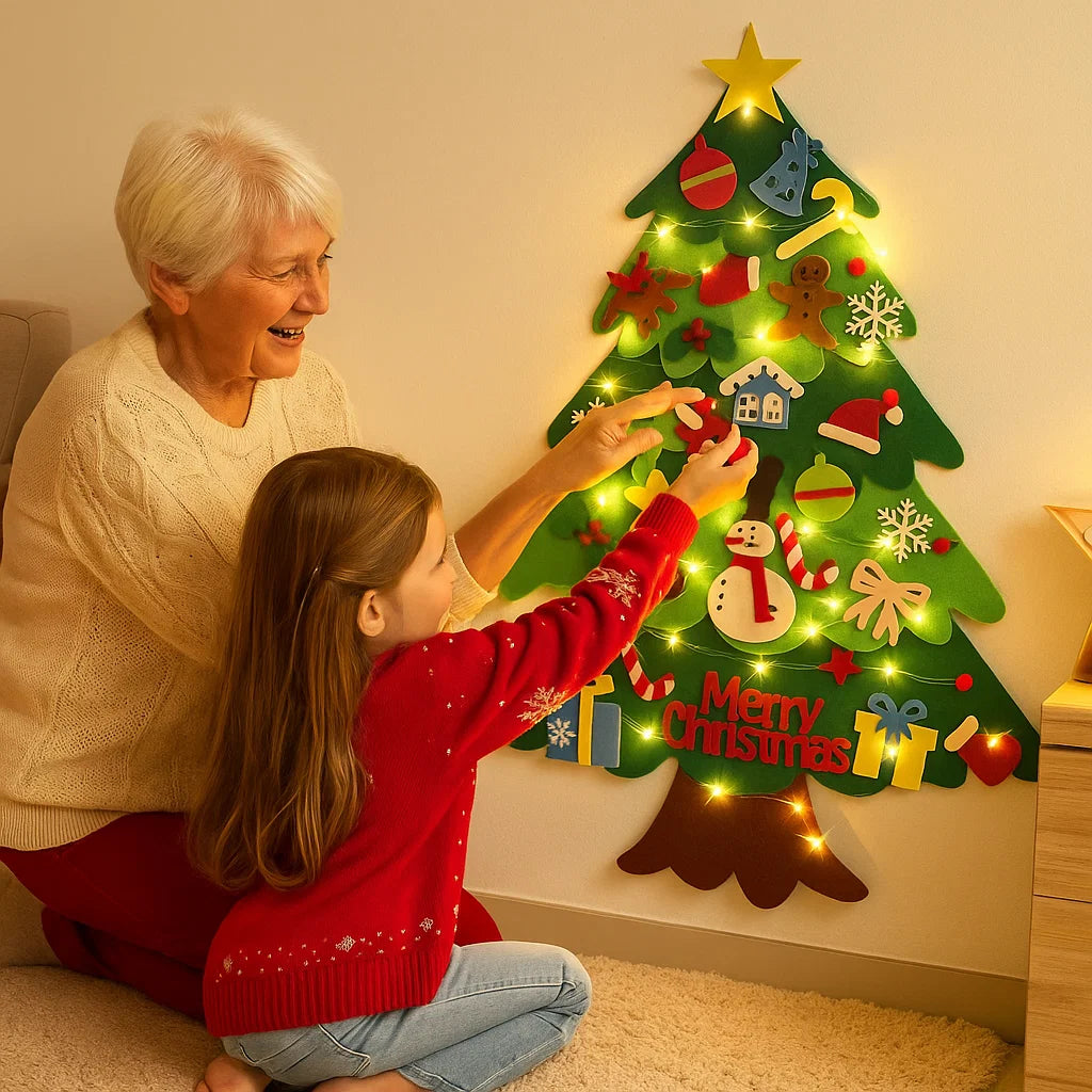 Montessori Felt Christmas Tree With Fairy Lights