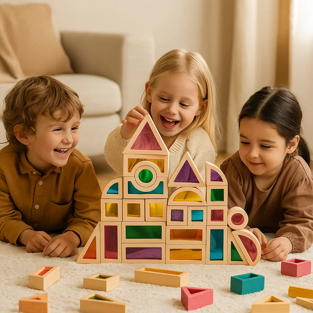 Creative Montessori Wooden Building Blocks With Different Cores