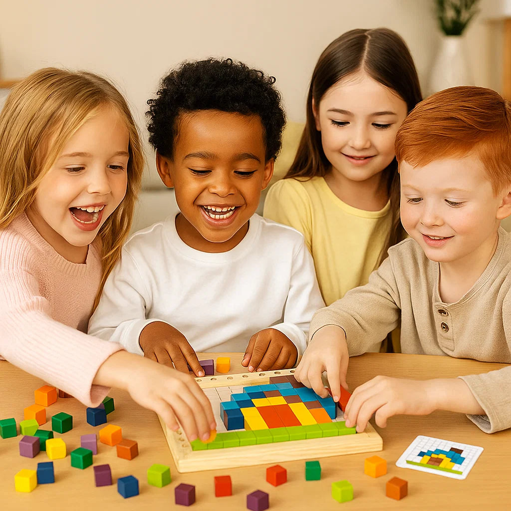 Montessori Colour, Letter And Number Game Made Of Wood