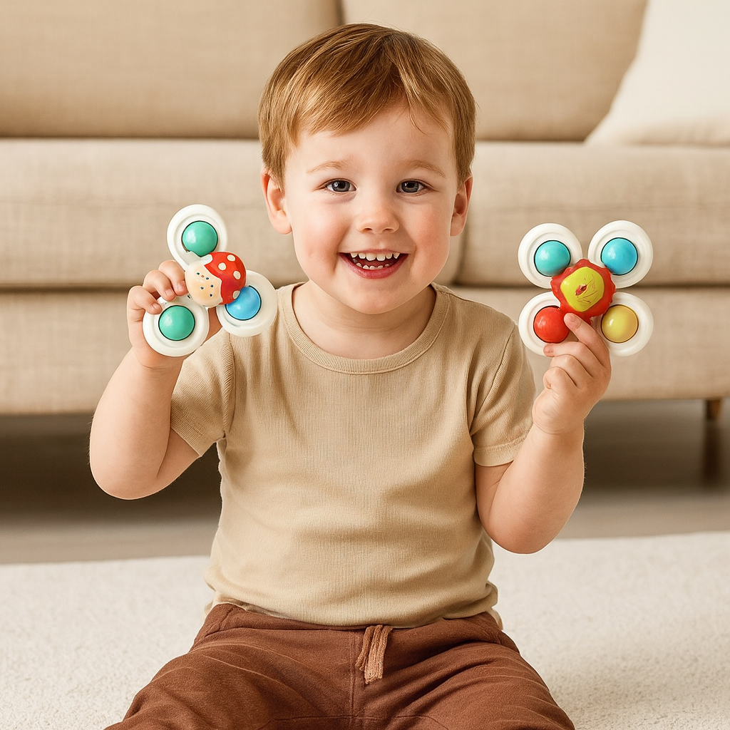Cute Suction Cup Spinning Toy Set for Babies – 3 Pack