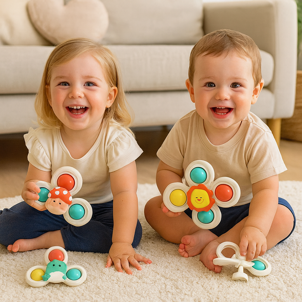Cute Suction Cup Spinning Toy Set for Babies – 3 Pack