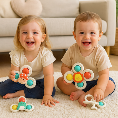 Cute Suction Cup Spinning Toy Set for Babies – 3 Pack