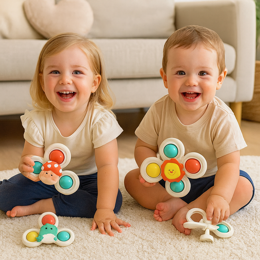 Cute Suction Cup Spinning Toy Set for Babies – 3 Pack