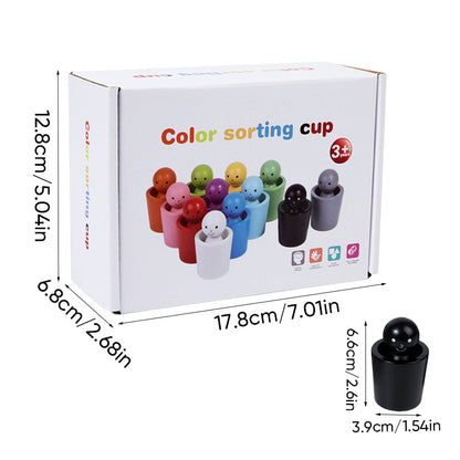 Montessori Wooden Colour Sorting Cup Game