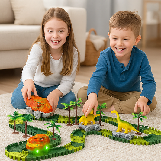 Dinosaur Track Adventure – Flexible Race Track with Glowing Train