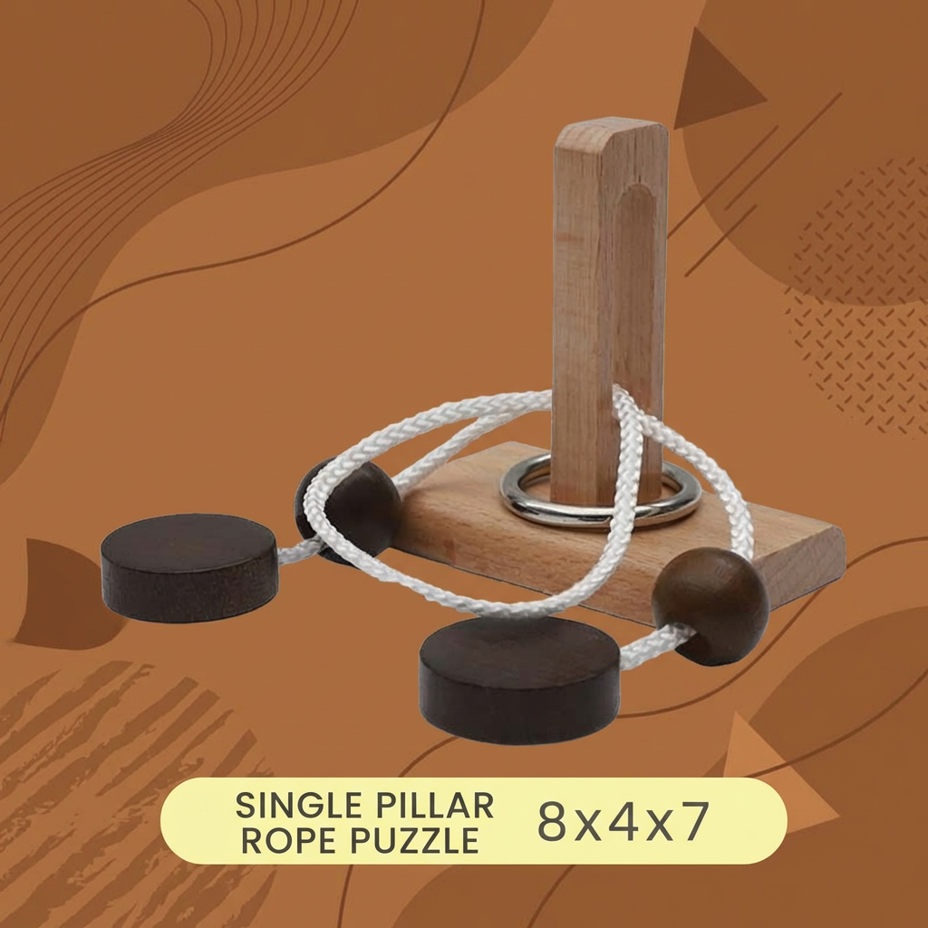 Handmade Wooden Rope Brain Teaser – Logic Puzzle Game for the Whole Family