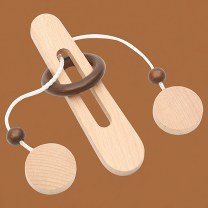Handmade Wooden Rope Brain Teaser – Logic Puzzle Game for the Whole Family