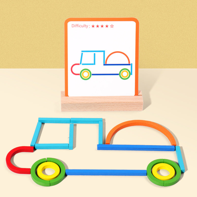 Educational Montessori Sticks and Rings Puzzle Blocks