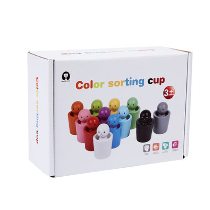 Montessori Wooden Colour Sorting Cup Game