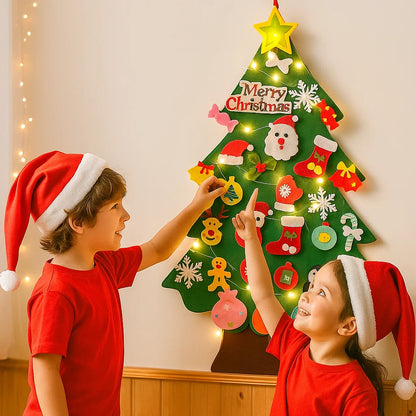 Montessori Felt Christmas Tree With Fairy Lights