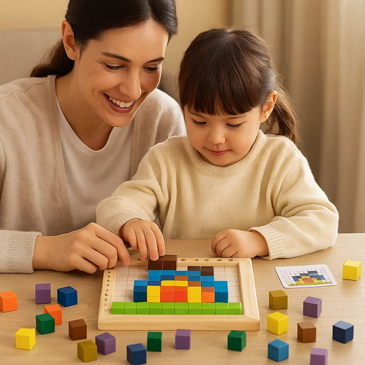 Montessori Colour, Letter And Number Game Made Of Wood