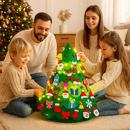 Montessori 3d Felt Christmas Tree With Fairy Lights