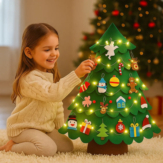 Montessori 3d Felt Christmas Tree With Fairy Lights