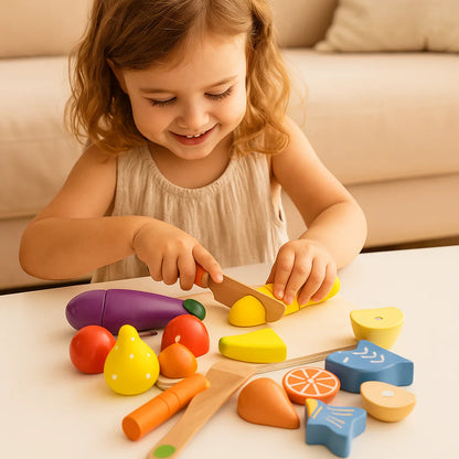 Montessori Wooden Cutting Play Set