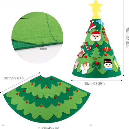 Montessori 3d Felt Christmas Tree With Fairy Lights