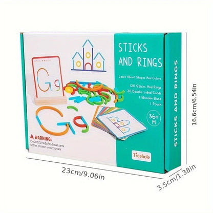 Educational Montessori Sticks and Rings Puzzle Blocks