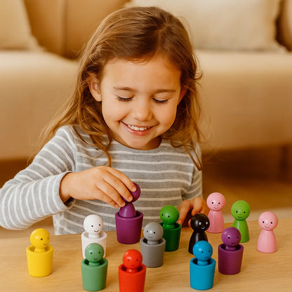 Montessori Wooden Colour Sorting Cup Game