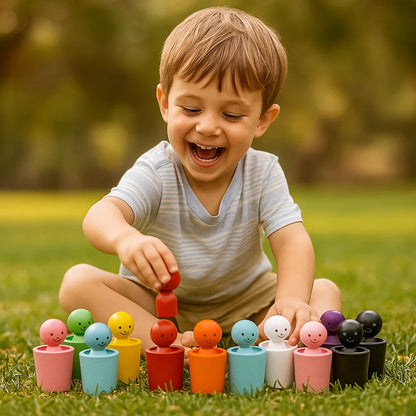 Montessori Wooden Colour Sorting Cup Game