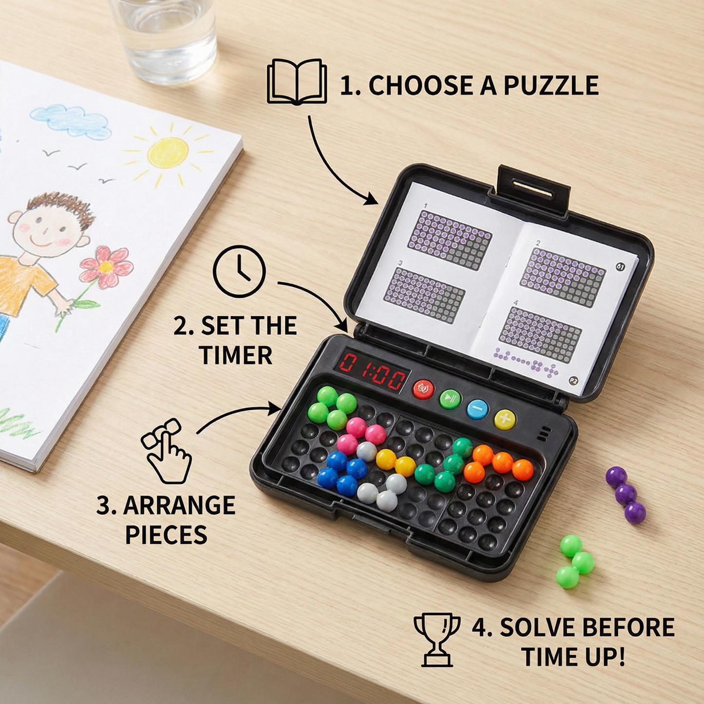 Smart Kids Brain Game – 500 Logic Puzzles with Timer