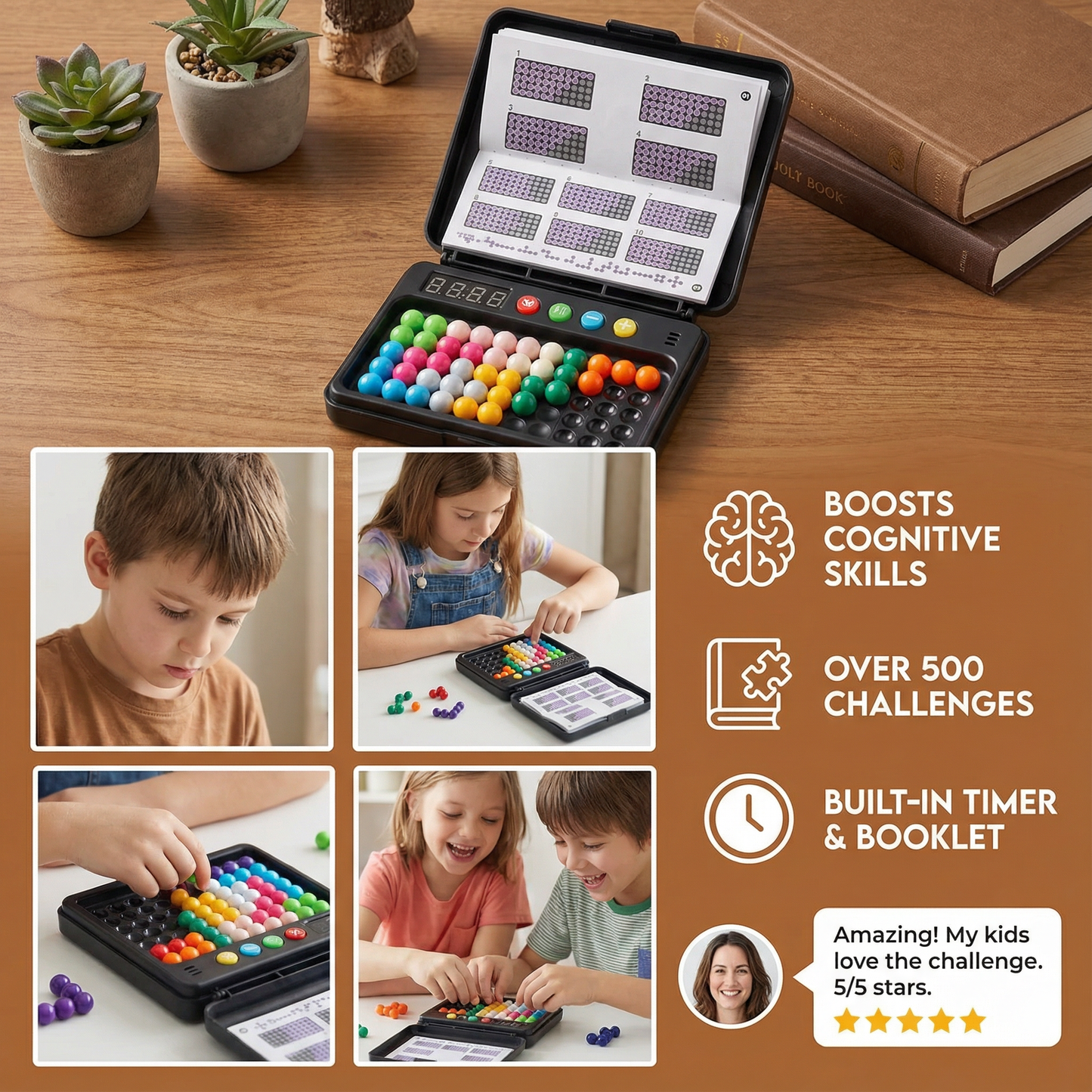 Smart Kids Brain Game – 500 Logic Puzzles with Timer