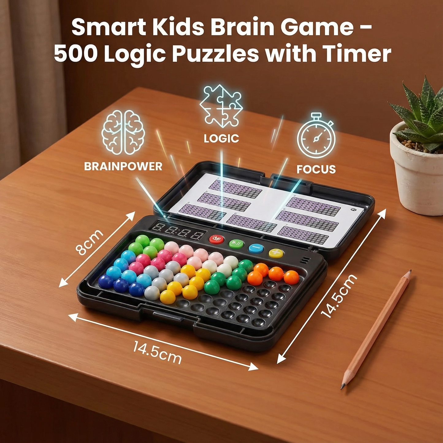 Smart Kids Brain Game – 500 Logic Puzzles with Timer