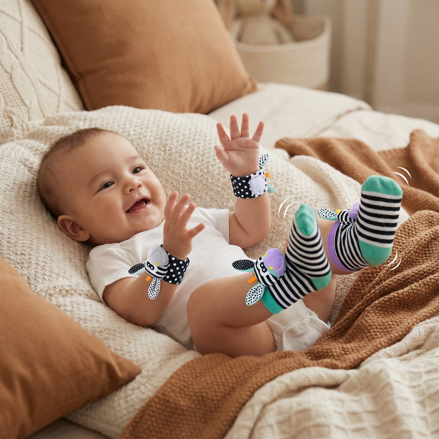 Baby Rattle Wrist and Sock Set