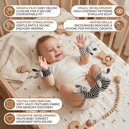 Baby Rattle Wrist and Sock Set