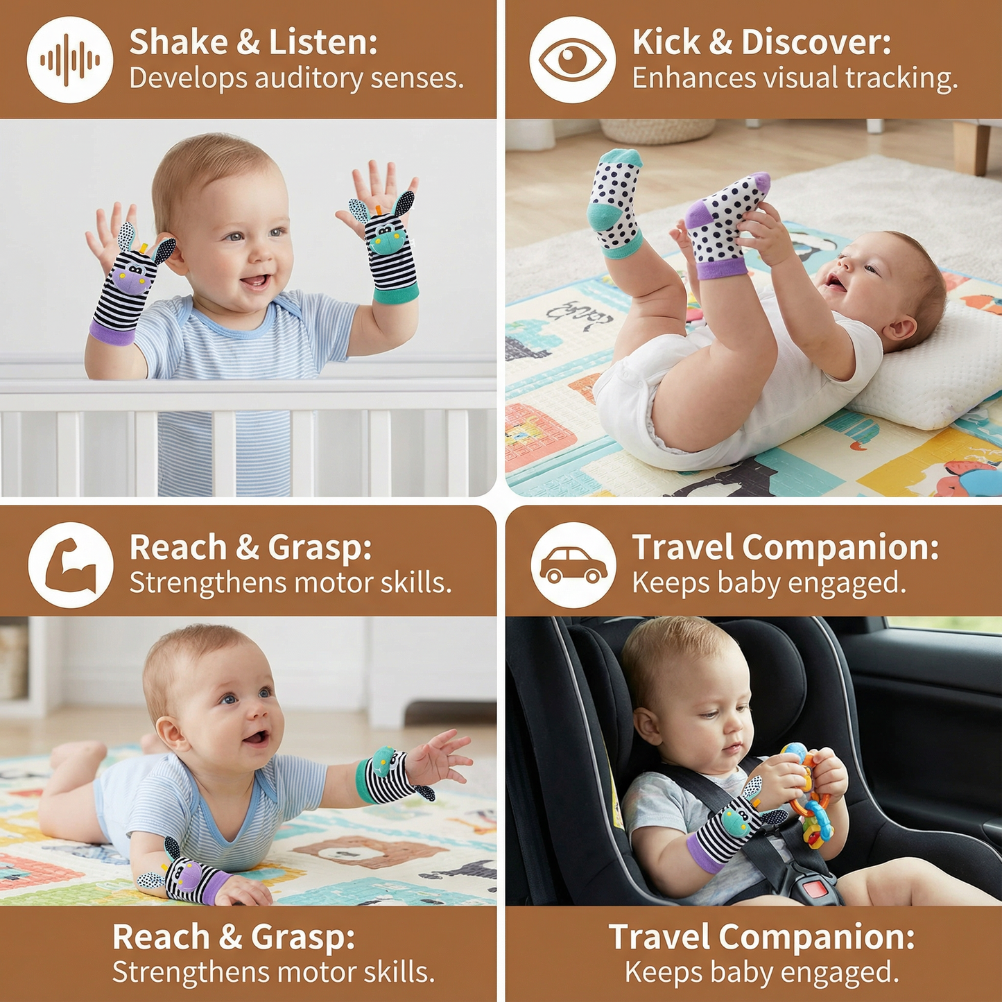 Baby Rattle Wrist and Sock Set