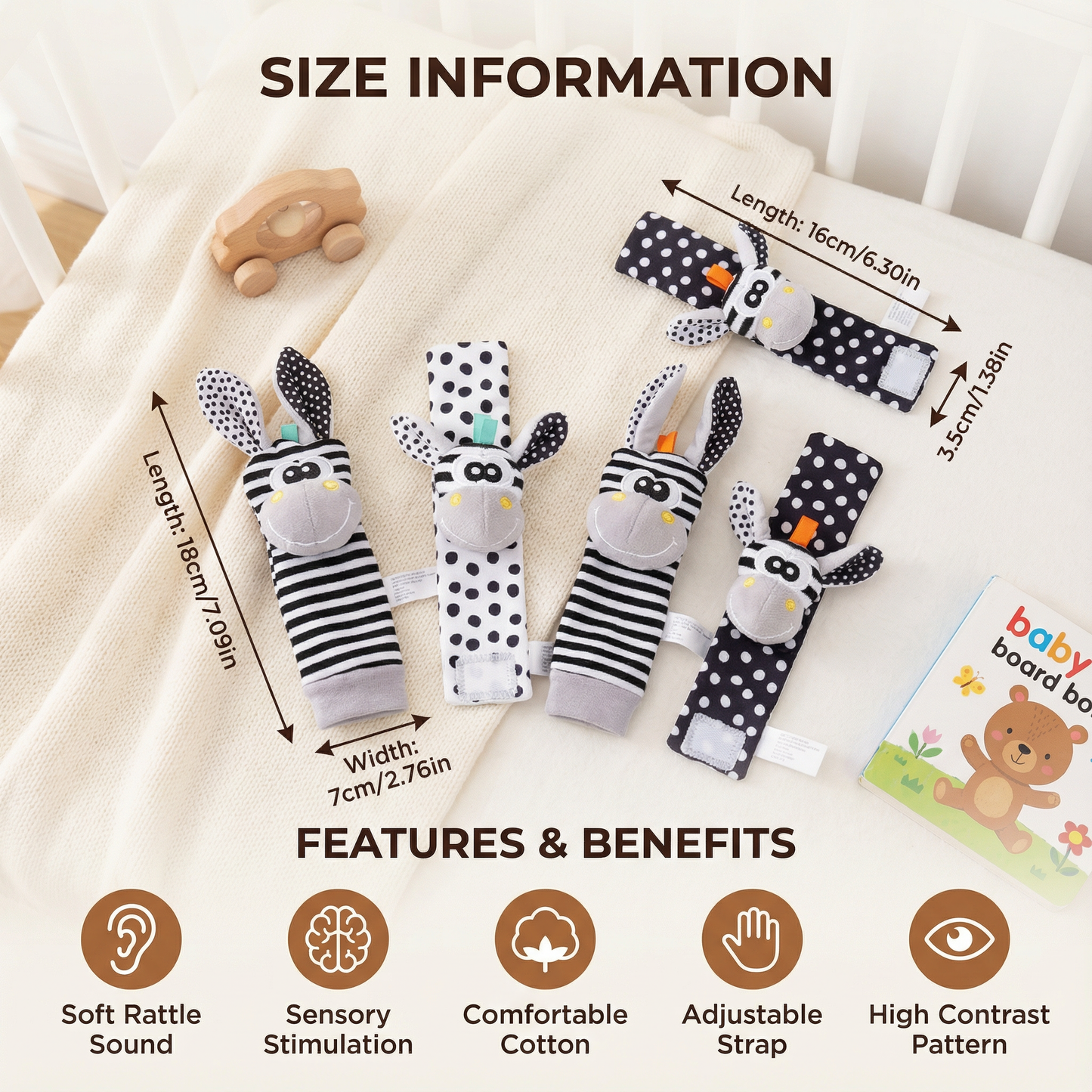 Baby Rattle Wrist and Sock Set