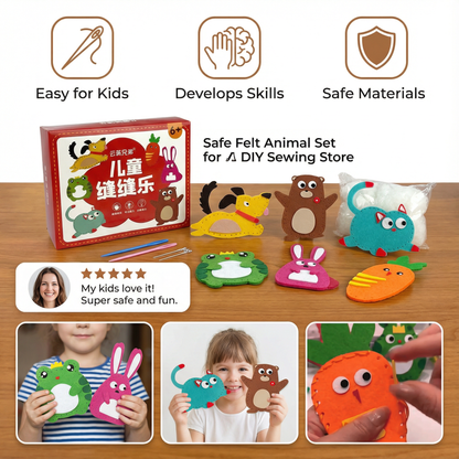 Safe Felt Animal Set for DIY Sewing