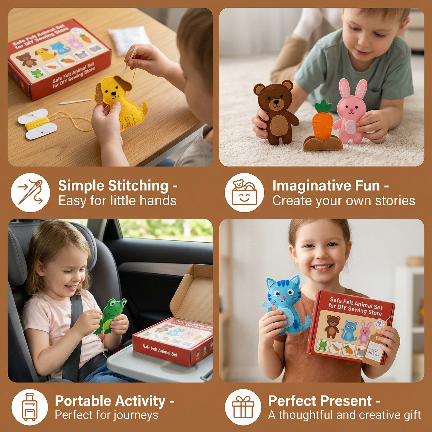 Safe Felt Animal Set for DIY Sewing