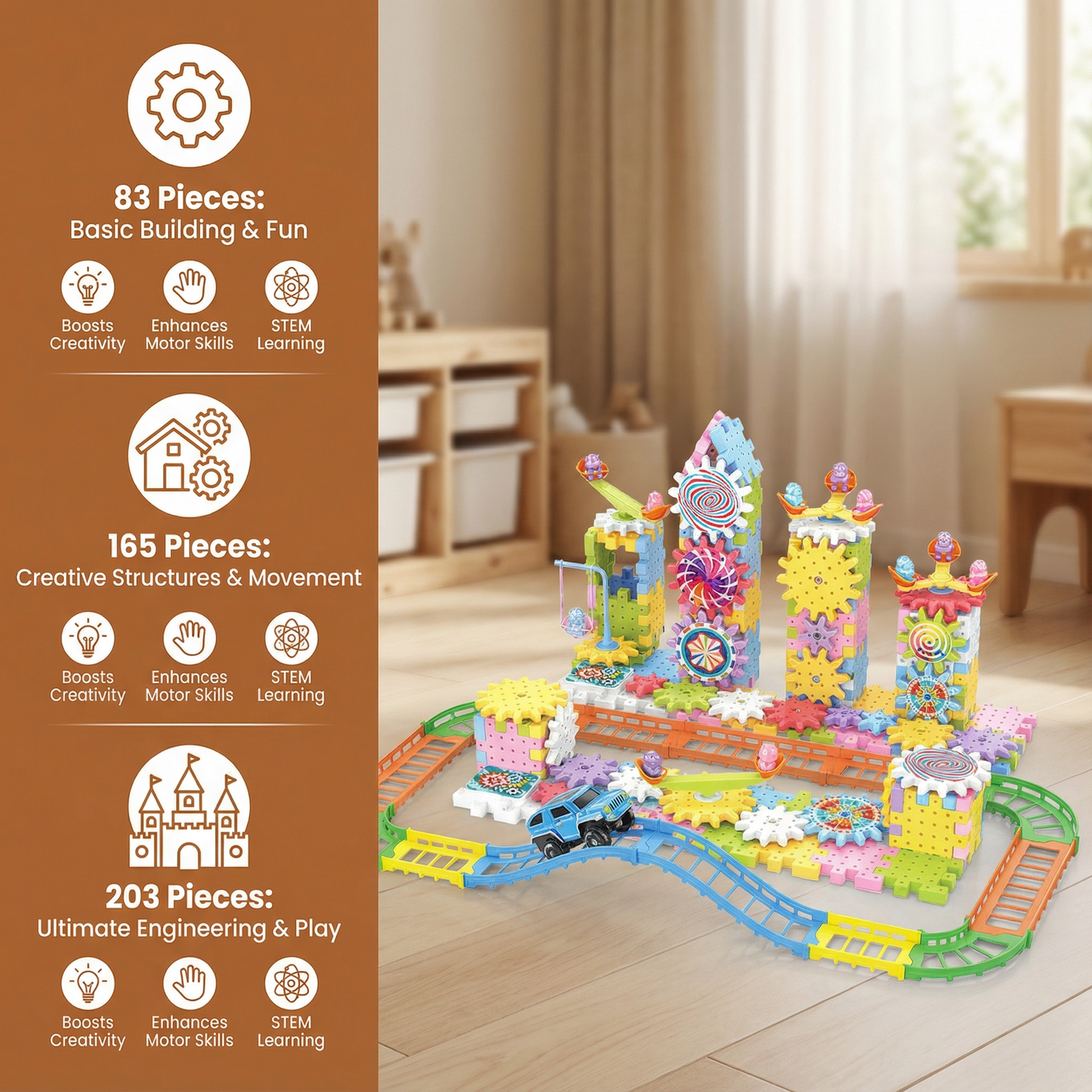 Rotating Montessori Gear Building Toy