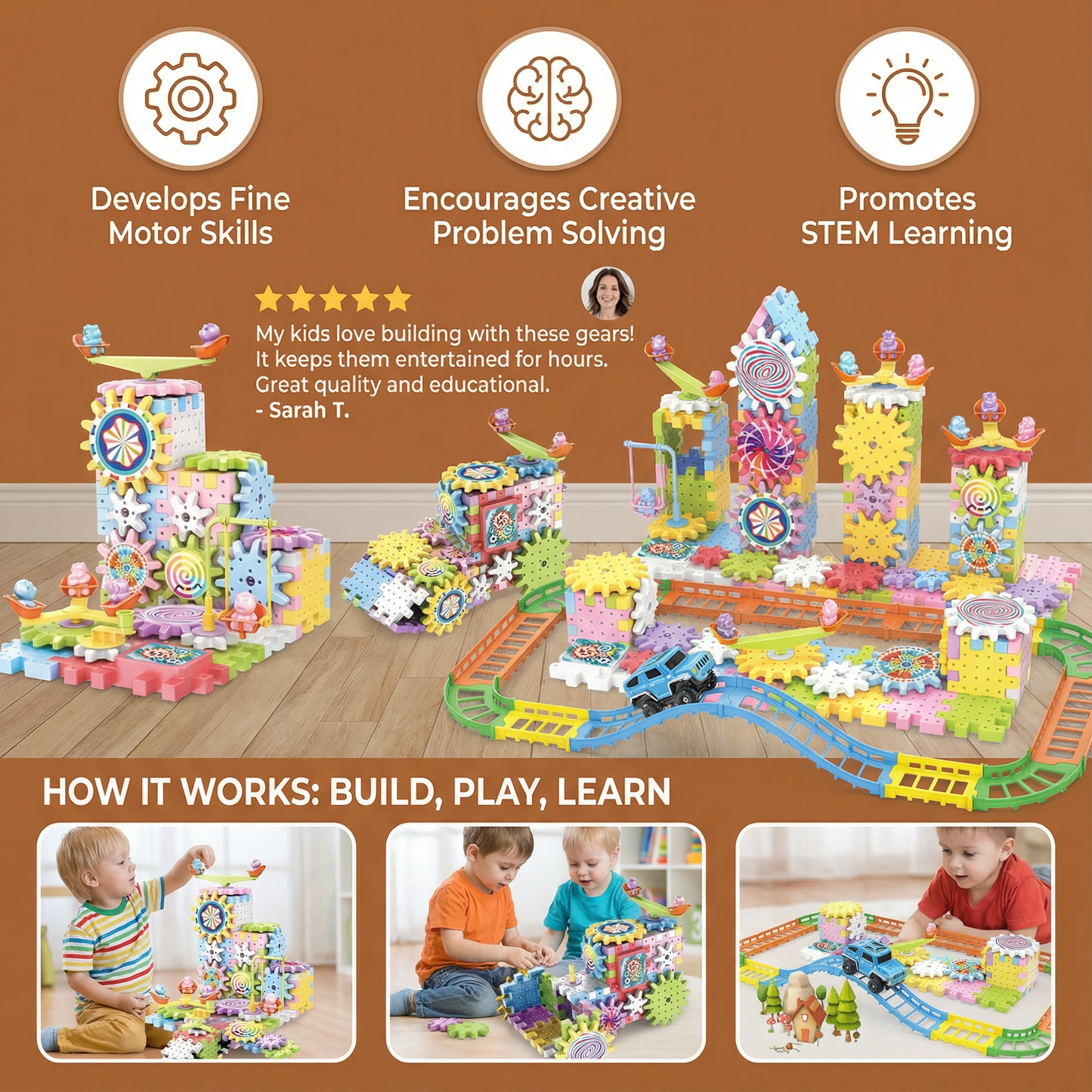 Rotating Montessori Gear Building Toy