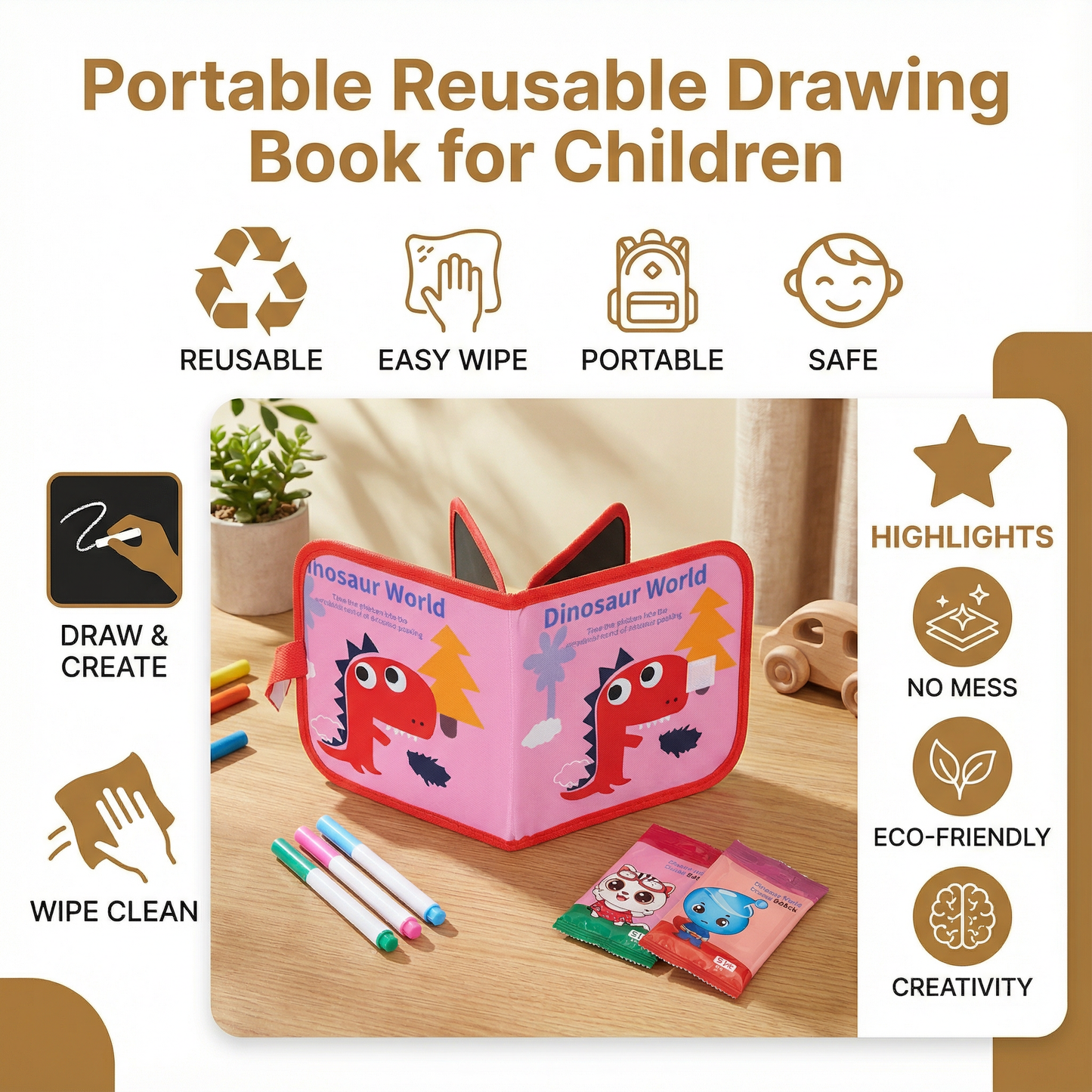 Portable Reusable Drawing Book for Children