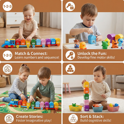 Montessori Farm Learning Train Toy for Kids