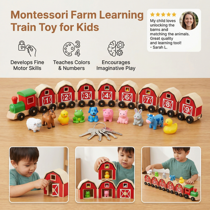 Montessori Farm Learning Train Toy for Kids