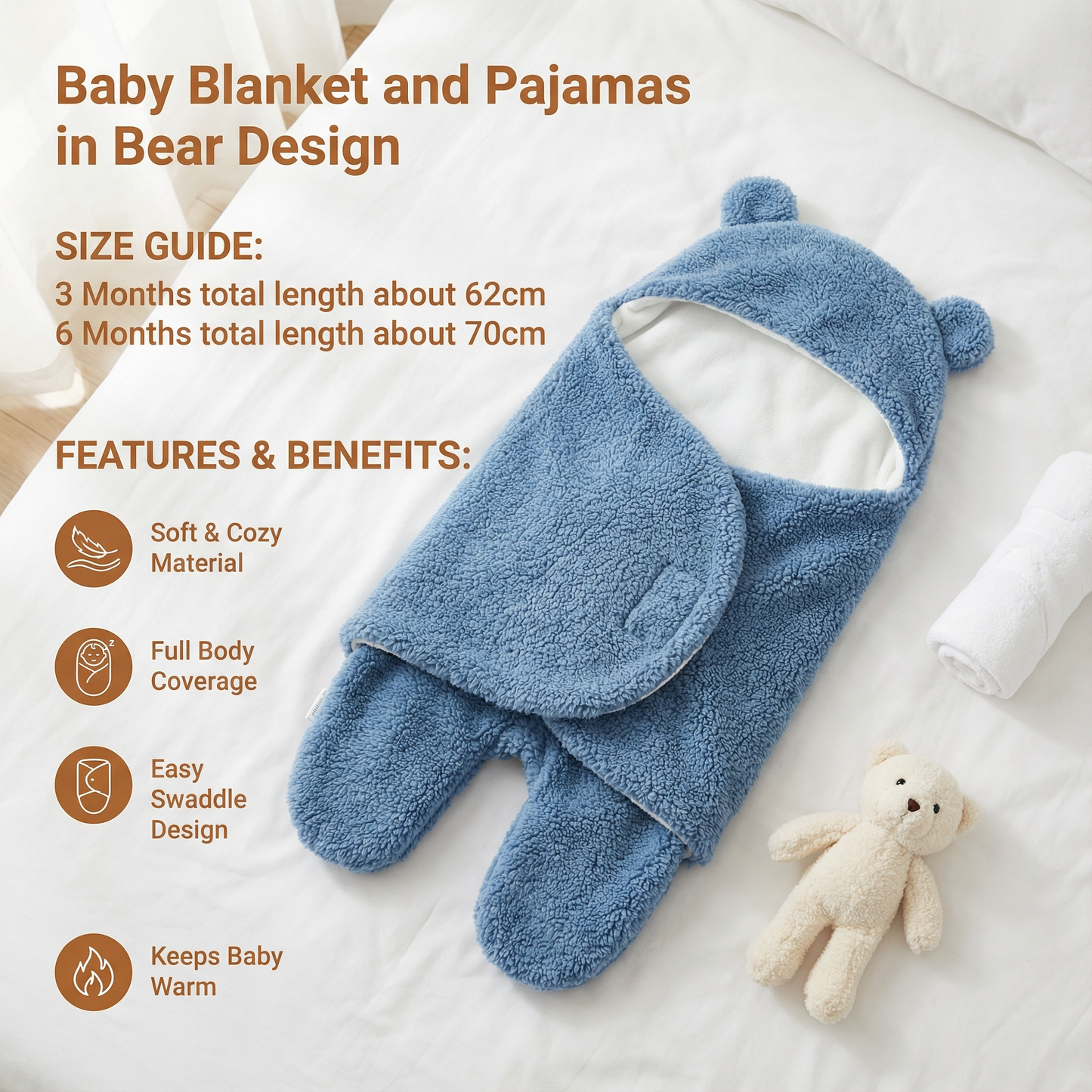 Baby Blanket and Pajamas in Bear Design