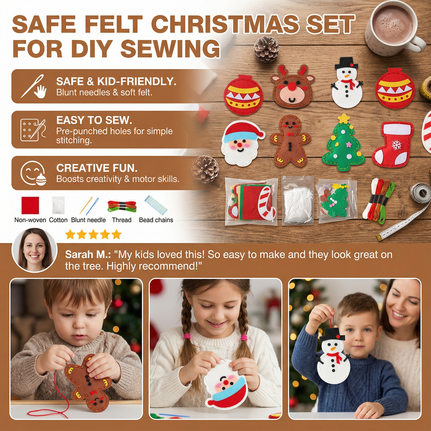Safe Felt Christmas Set for DIY Sewing
