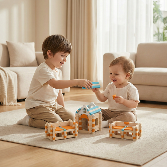 Montessori Wooden Block Set – Natural Stacking & Building Toy