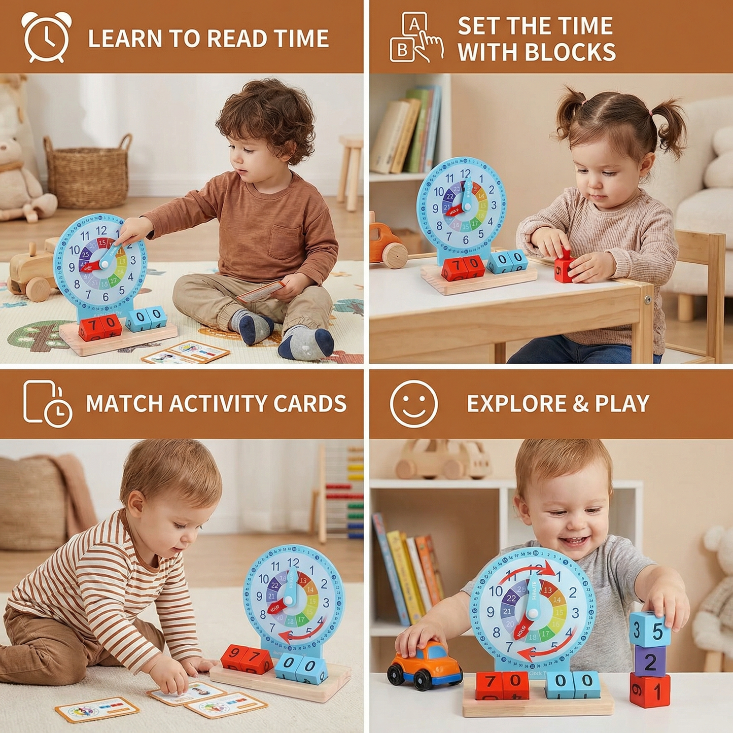 Educational Montessori Clock & Time Learning Toy