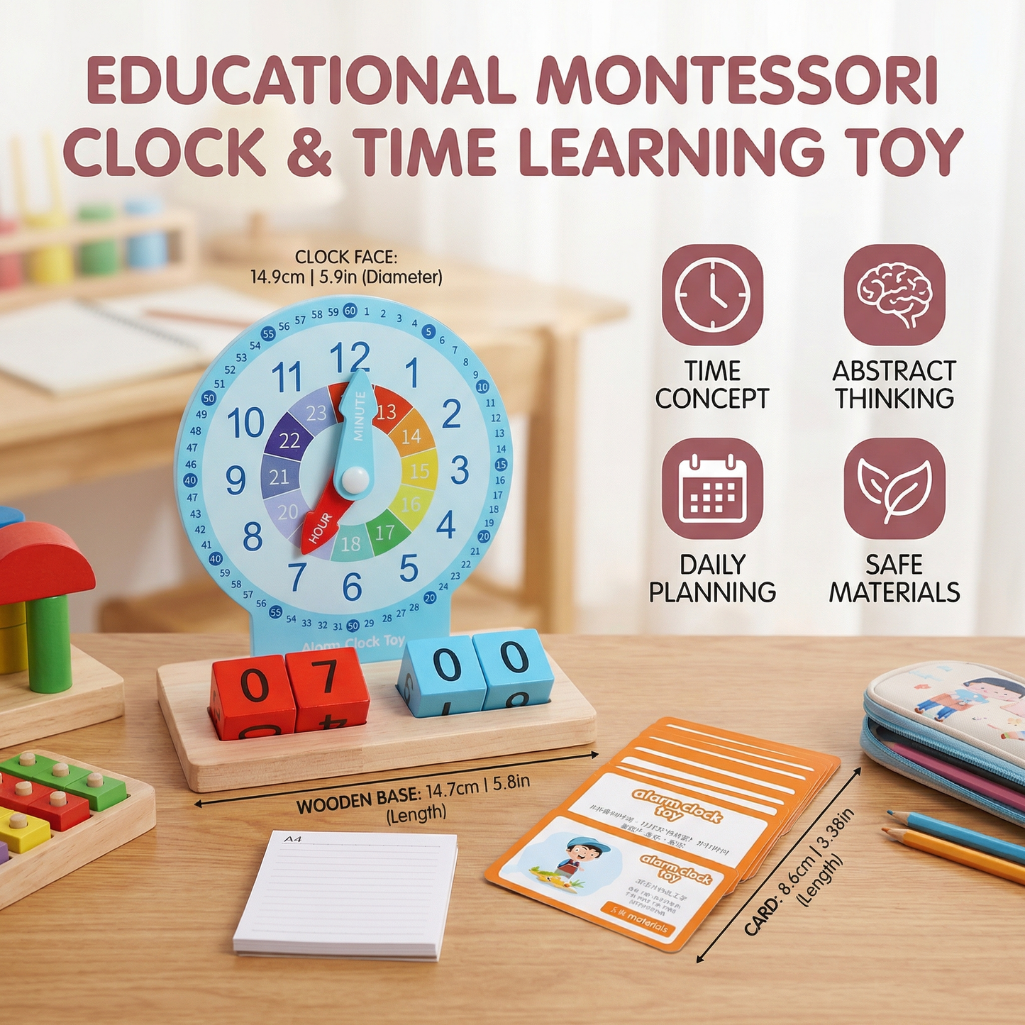 Educational Montessori Clock & Time Learning Toy