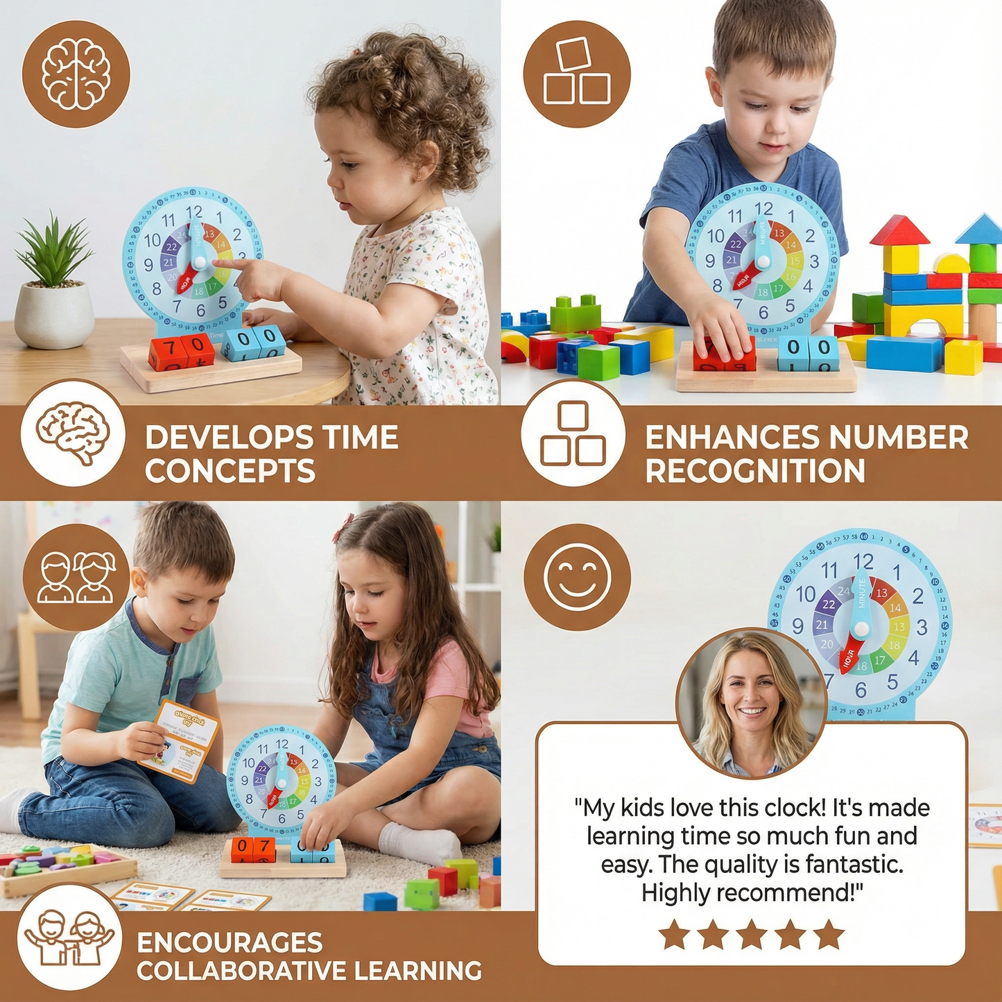 Educational Montessori Clock & Time Learning Toy